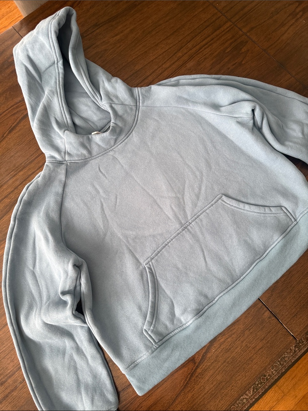 Women's Light Blue Cropped Hoodie Sweatshirt